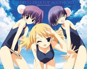 Rating: Questionable Score: 0 Tags: himeyuri_ruri himeyuri_sango sasamori_karin swimsuit to_heart_2 wallpaper User: fudanchii