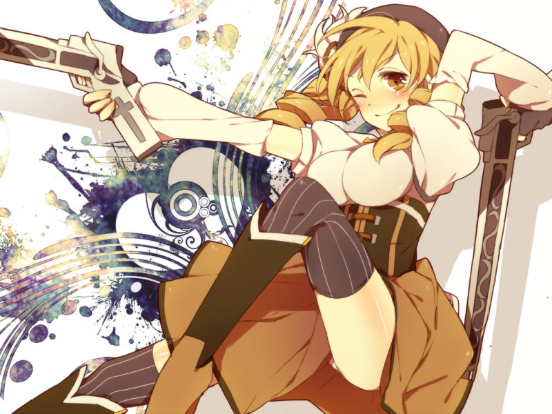 guns puella_magi_madoka_magica rifles tomoe_mami unlimited_rifle_works