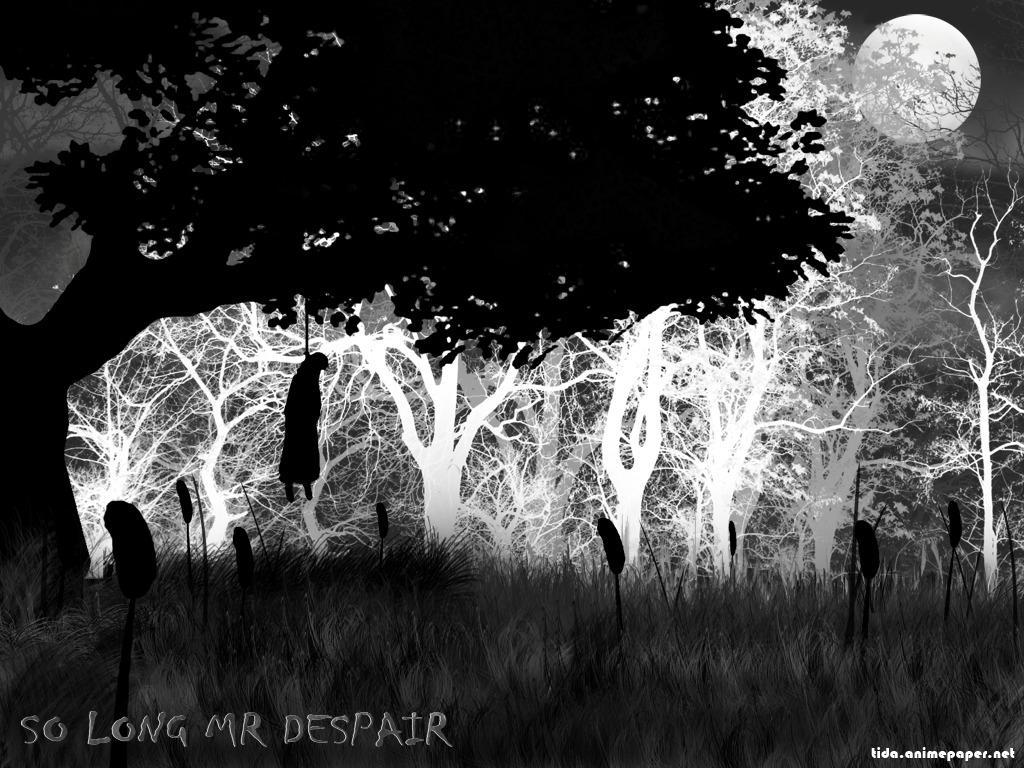 dark gloomy grass moon sayonara_zetsubou-sensei tree wallpaper