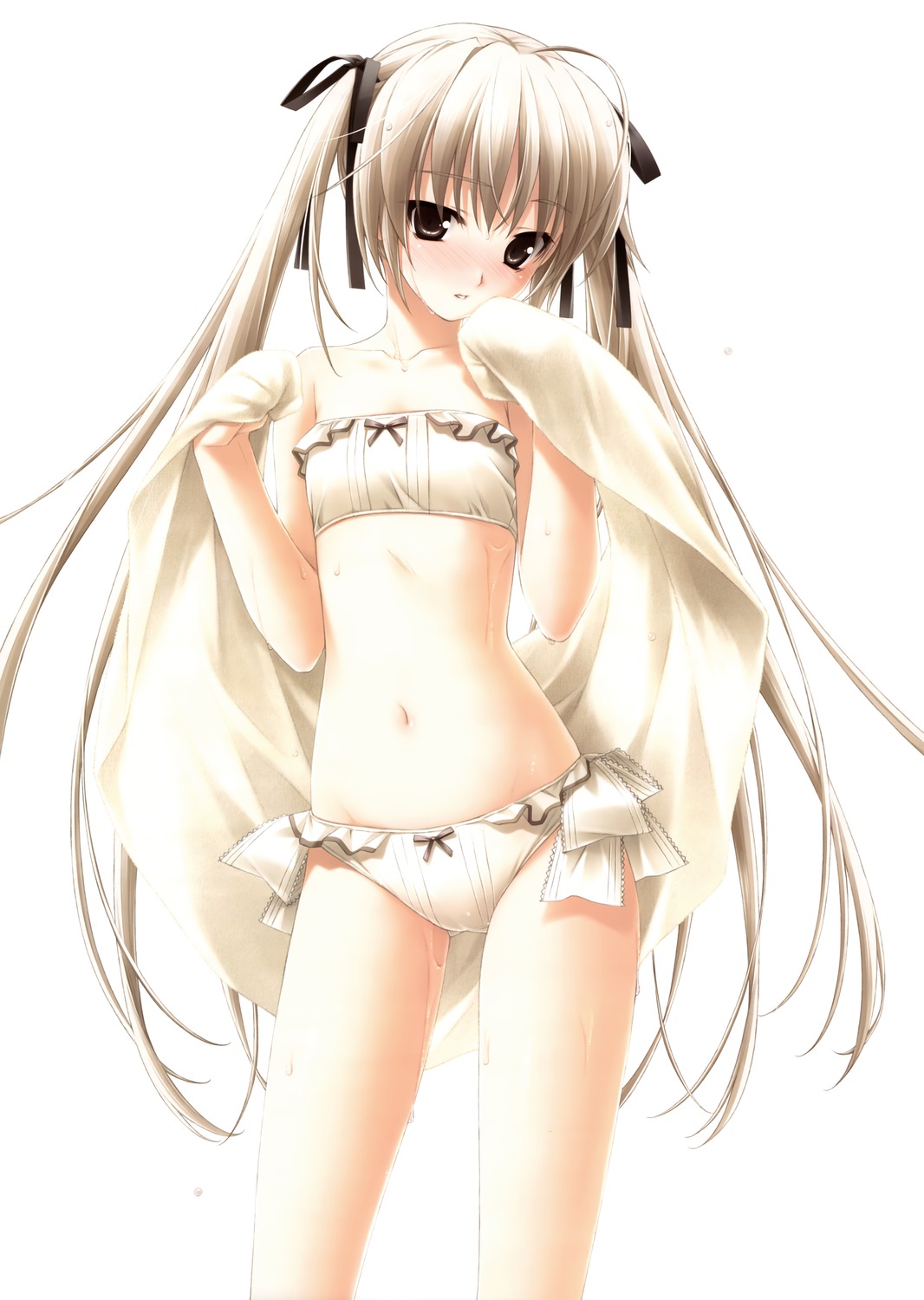 1girl blanket blonde_hair kasugano_sora solo white_background yosuga_no_sora